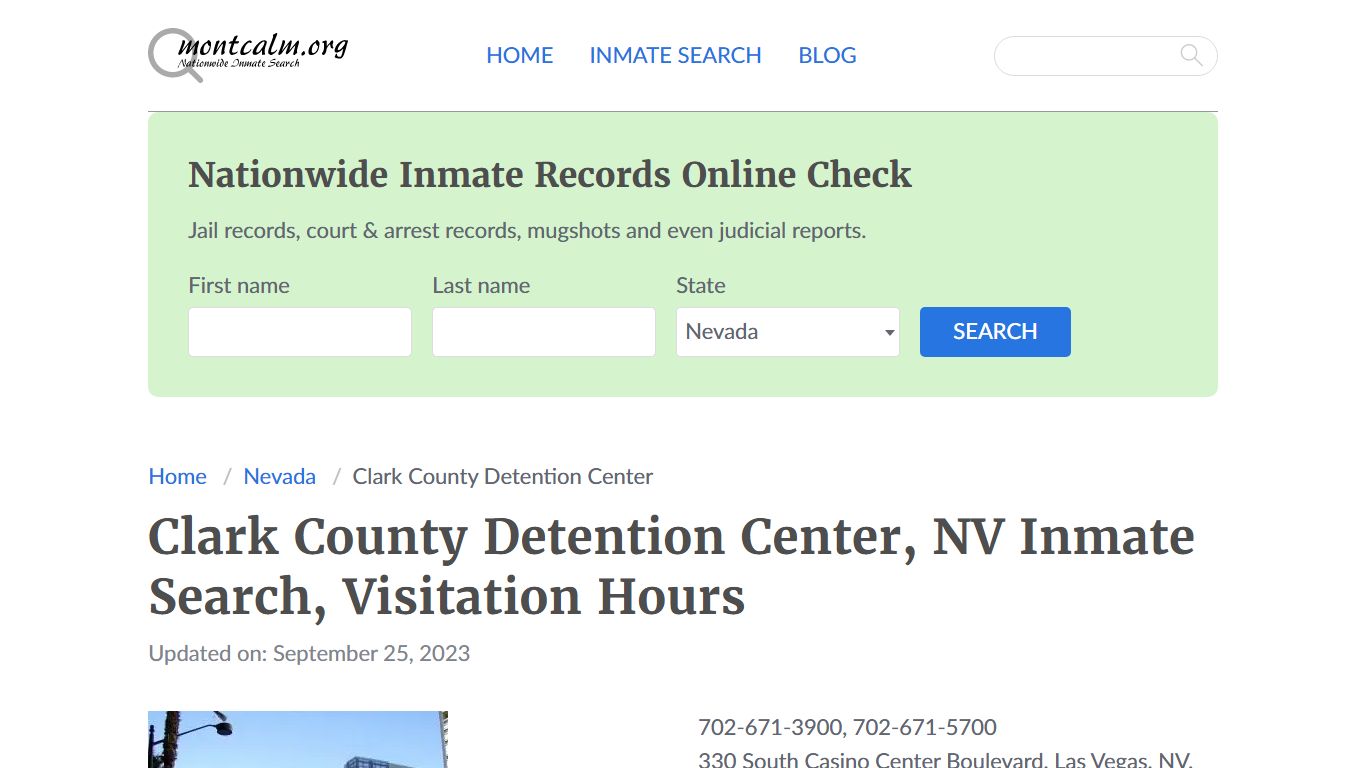 Clark County Detention Center, NV Inmate Search, Visitation Hours